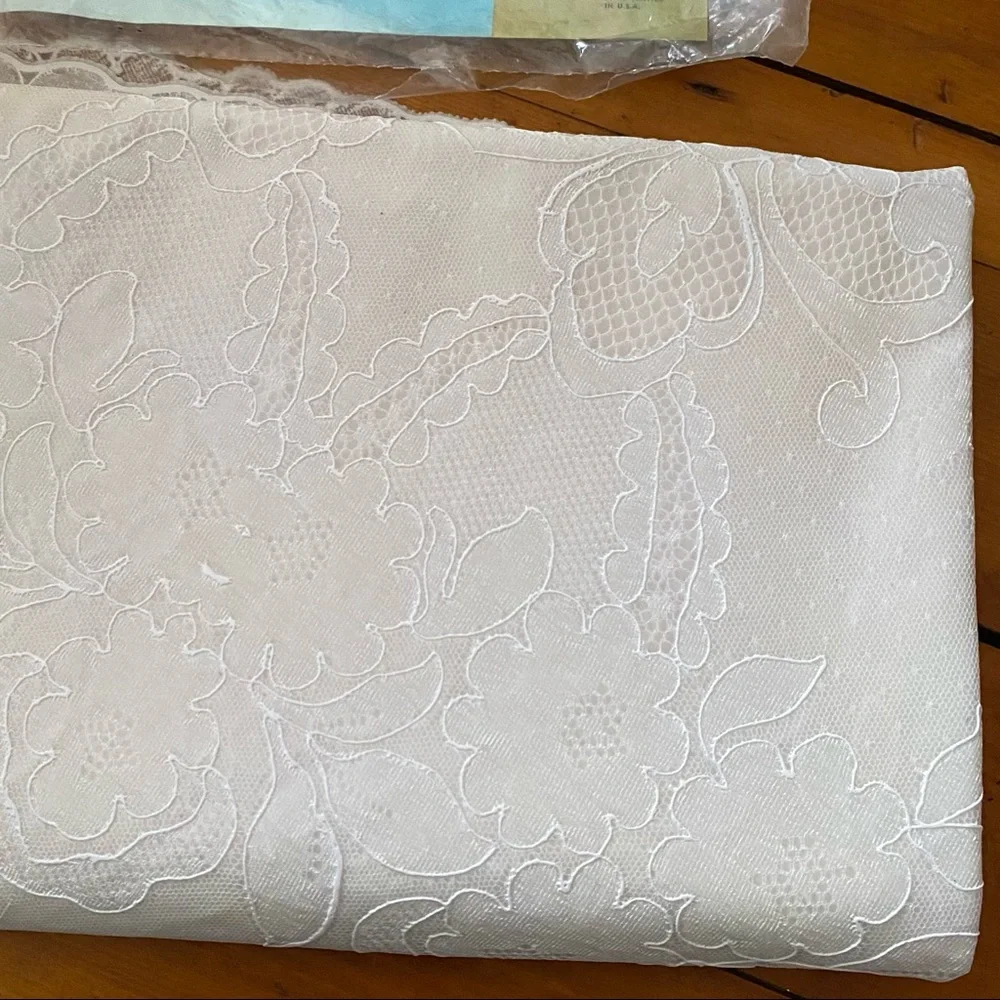NIP Vintage 72” Round Tablecloth Soflon Reproduction of Authentic Lace